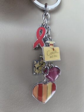 Coach Yellow Perfume Bottle & Heart Charm Keychain